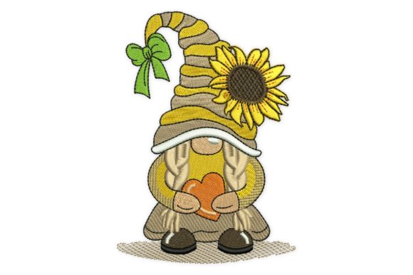 Sunflower Girl Gnome: Embroidery Design Review